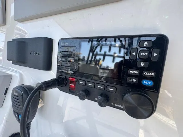 Slide: The Image of Radio control panel on 2022 Cape Horn 27 XS boat dashboard. - 7