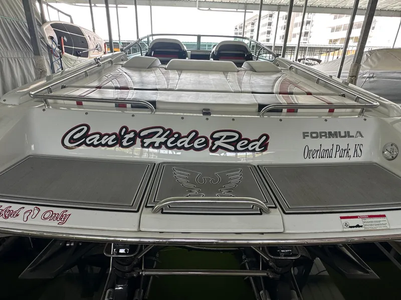 Slide: The Image of 2008 Formula 353 FASTech boat named "Can't Hide Red" docked in Overland Park, KS. - 6