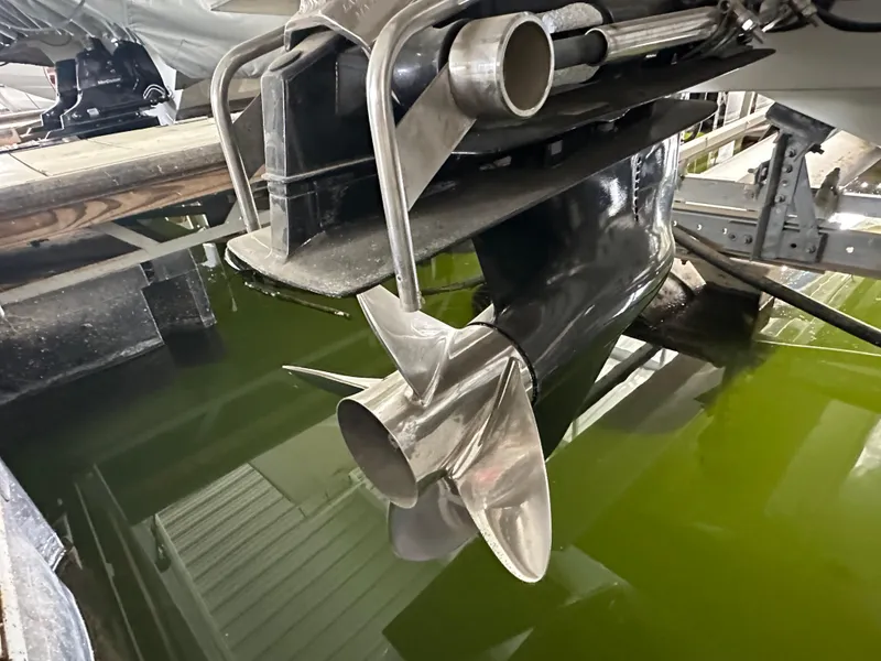 Slide: The Image of 2008 Formula 353 FASTech boat propeller in water, showcasing sleek design and engineering. - 9