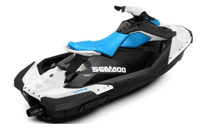 Slide: The Image of 2019 Sea-Doo Spark 2up 900 H.O. ACE jet ski, blue and white design. - 9