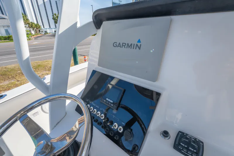 Slide: The Image of 2019 Sea Pro 239 DLX boat dashboard with Garmin navigation system. - 20