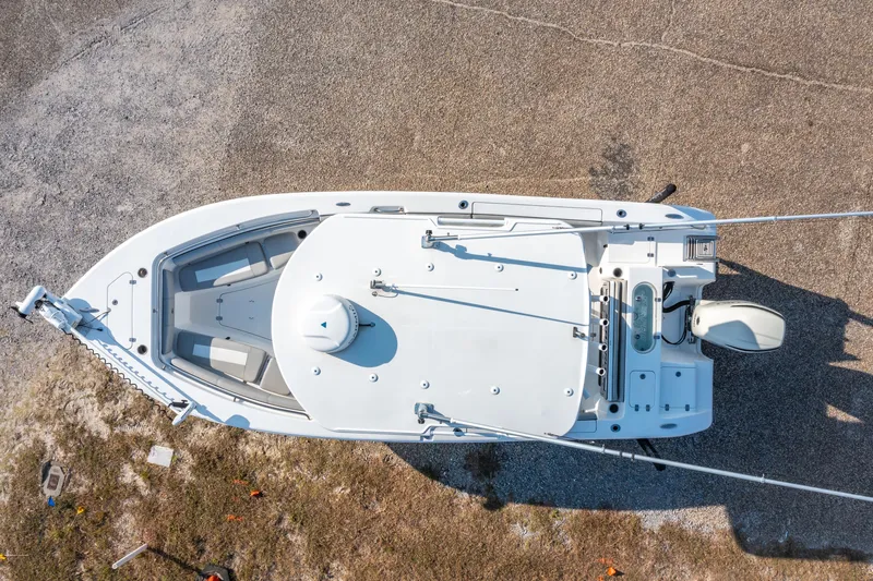 Slide: The Image of Overhead view of 2019 Sea Pro 239 DLX boat on dry land. - 30
