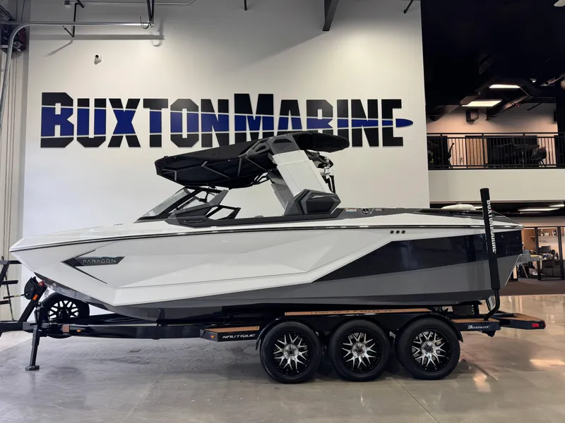 Slide: The Image of 2023 Nautique Super Air Nautique G23 Paragon boat displayed at Buxton Marine showroom. - 4