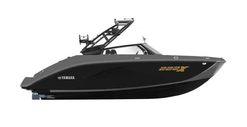 The Image of 2025 Yamaha Boats 222XE, sleek black design, side view. - 0