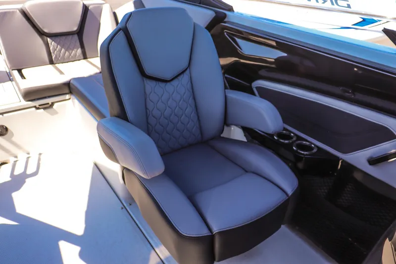 Slide: The Image of Luxurious seating in 2025 Yamaha Boats 255XD, featuring modern design and comfort. - 16