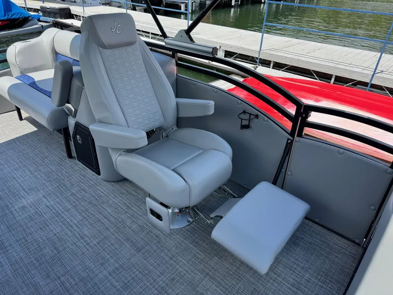 Slide: The Image of Luxurious seating on 2025 JC Neptoon Sport 23TT DSL pontoon boat. - 12
