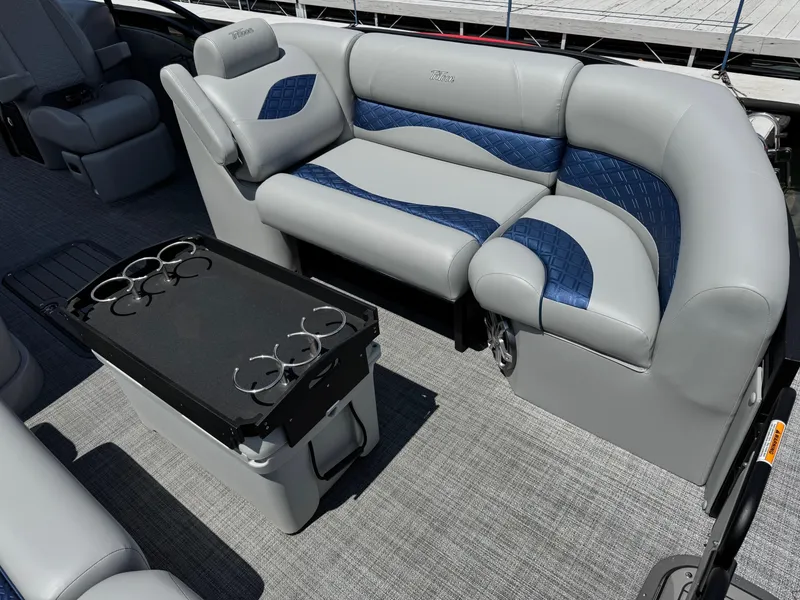Slide: The Image of Luxurious seating on 2025 JC Neptoon Sport 23TT DSL pontoon boat with cup holders. - 4