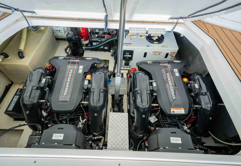 Slide: The Image of Engine compartment of a 2015 Regal 35 Sport Coupe with dual Volvo Penta engines. - 17