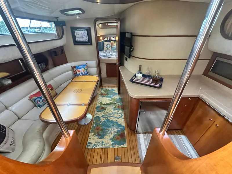 Slide: The Image of Luxurious 2007 Chris-Craft Roamer 40 yacht interior with elegant seating and modern amenities. - 40