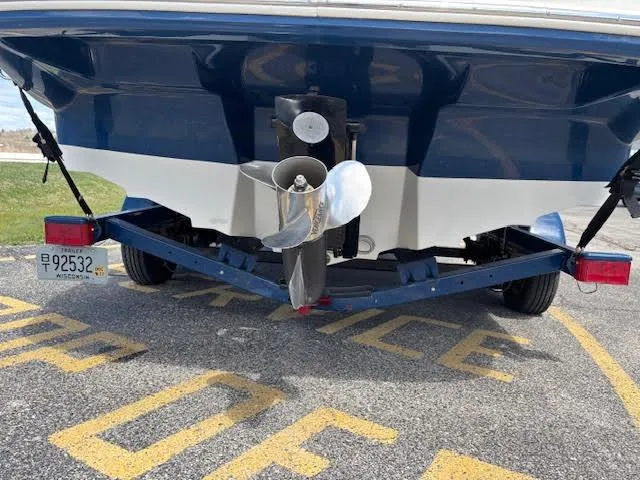 Slide: The Image of Rear view of a 2007 Sea Ray 200 Sundeck boat on a trailer. - 11