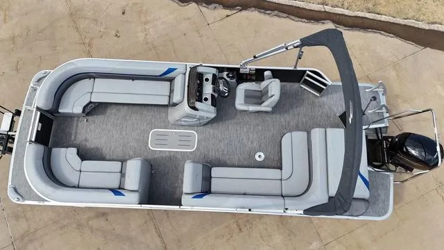 Slide: The Image of 2020 Bennington 22 SLX pontoon boat with spacious seating and modern design. - 8