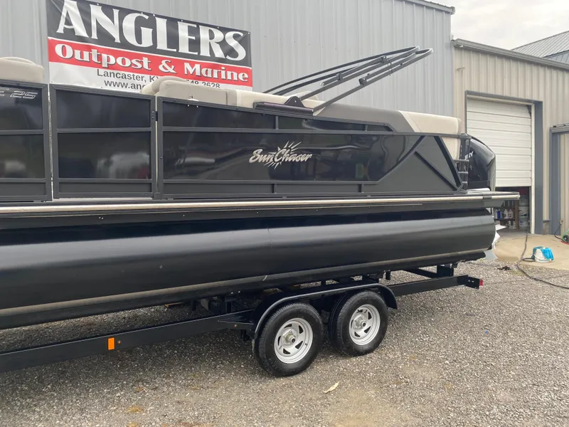 Slide: The Image of 2023 SunChaser Eclipse 8523 SBX pontoon boat on trailer at Anglers Outpost & Marine. - 5
