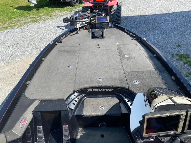 Slide: The Image of 2017 Ranger Z520C Comanche boat deck with fishing equipment and electronics. - 12