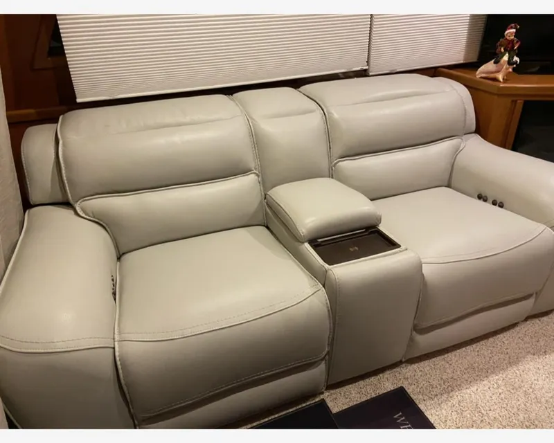 Slide: The Image of Luxurious gray leather sofa in McKinna 48' Pilot House, 1997 model interior. - 3