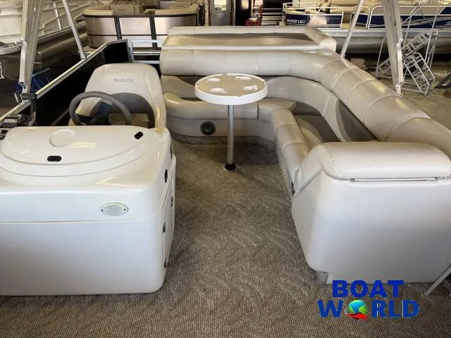 Slide: The Image of 2008 South Bay 20' Cruise Pontoon with Mercury 60HP, featuring spacious seating and steering console. - 13