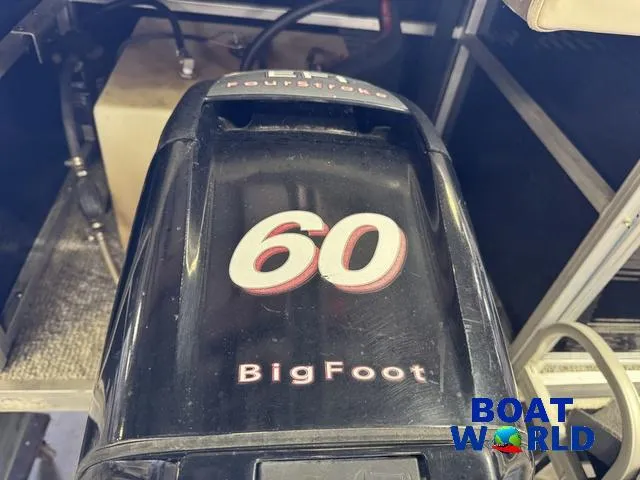 Slide: The Image of 2008 South Bay pontoon with Mercury 60HP BigFoot engine, Boat World branding visible. - 44