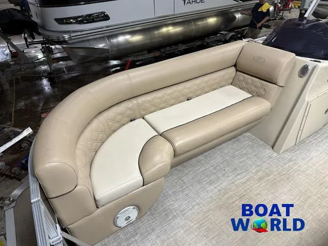 Slide: The Image of Luxurious seating on 2019 Montego Bay 8518 Cruise boat at Boat World showroom. - 6