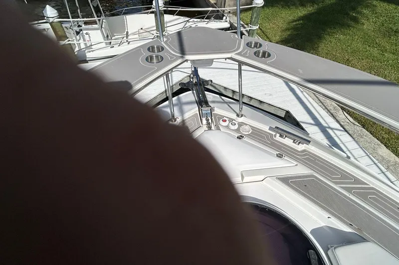 Slide: The Image of Bow view of 2021 Evolve 360HT yacht with sleek deck design. - 67