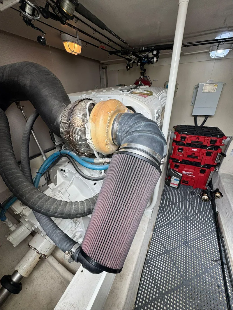 Slide: The Image of Engine room of 2007 Luhrs 41 Express boat with visible components and equipment. - 20