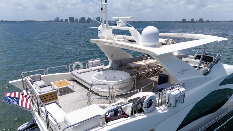 Slide: The Image of Luxurious 2013 Azimut 84 Flybridge Motor Yacht with spacious deck and stunning ocean view. - 15