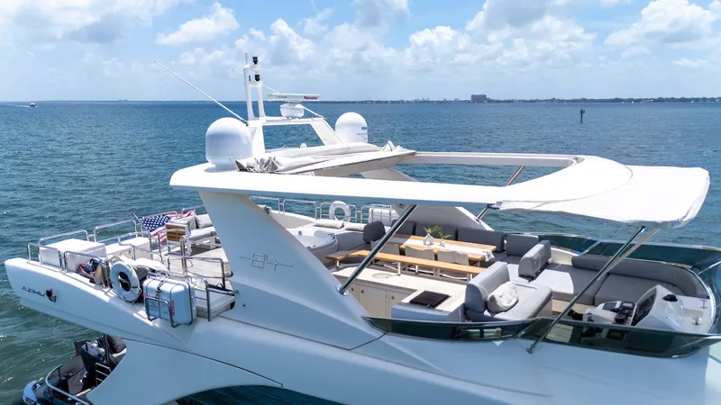 Slide: The Image of Azimut 84 Flybridge Motor Yacht 2013 cruising on open water under a clear sky. - 16