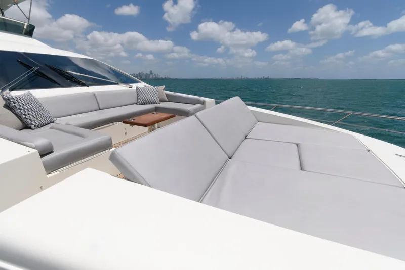 Slide: The Image of Luxurious seating on 2013 Azimut 84 Flybridge Motor Yacht under clear skies. - 20