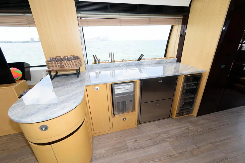 Slide: The Image of Luxurious kitchen area in 2013 Azimut 84 Flybridge Motor Yacht with ocean view. - 44