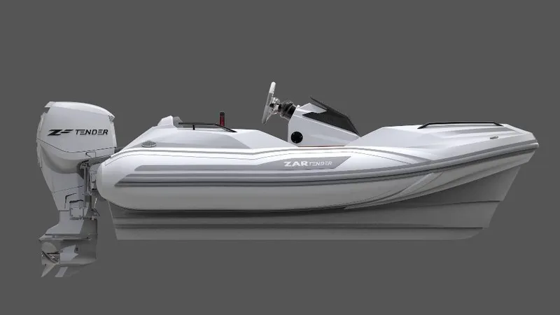 Slide: The Image of 2025 Zar Formenti ZF-1 boat, sleek design, side view, gray background. - 15