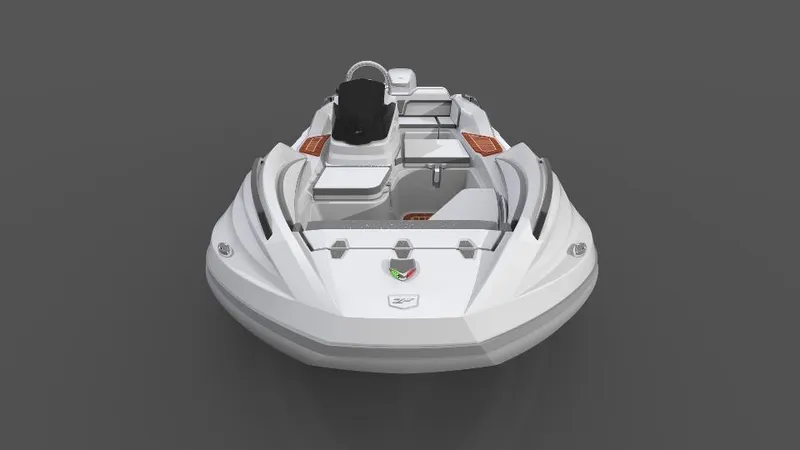 Slide: The Image of 2025 Zar Formenti ZF-1 boat, sleek design, white exterior, modern seating arrangement. - 16