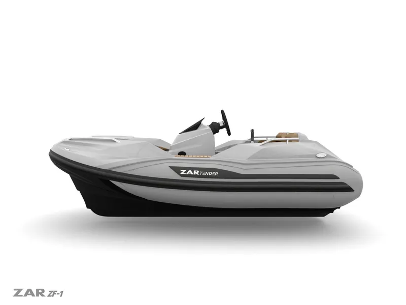 Slide: The Image of 2025 Zar Formenti ZF-2 boat, sleek design, side view, gray and black color scheme. - 8