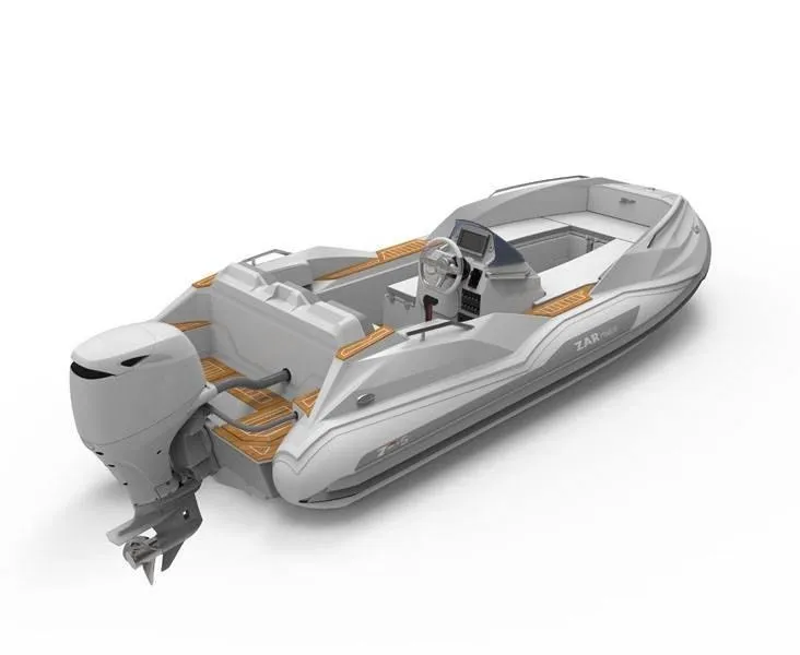 Slide: The Image of 2025 Zar Formenti ZF-5 boat with sleek design and modern outboard motor. - 10