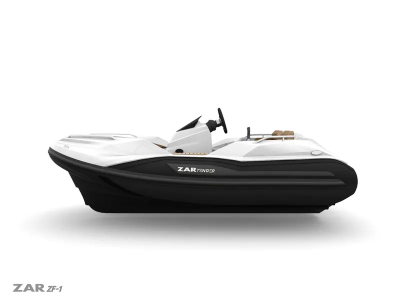 Slide: The Image of 2025 Zar Formenti ZF-5 boat, sleek white and black design, side view. - 20