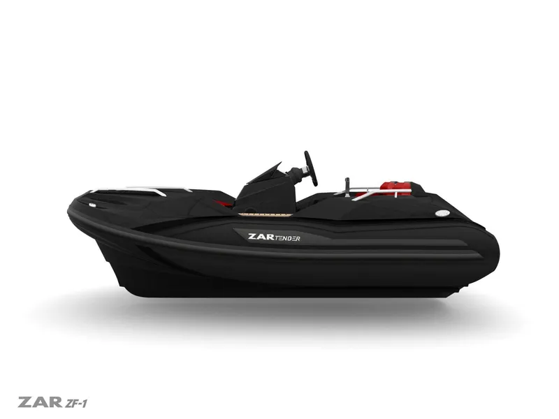 Slide: The Image of 2025 Zar Formenti ZF-5 black boat, side view, sleek design, modern watercraft. - 26