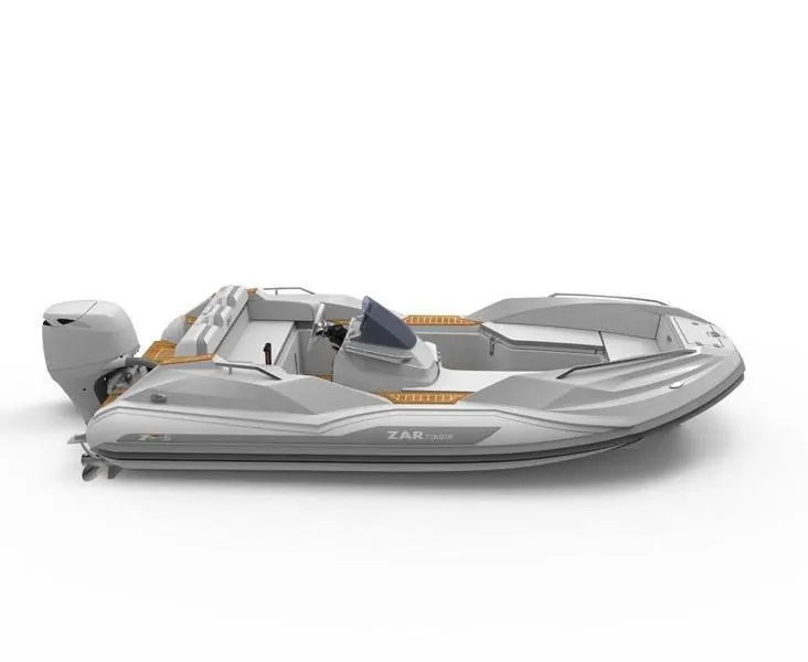Slide: The Image of 2025 Zar Formenti ZF-5 boat, sleek design, gray color, modern features, side view. - 27