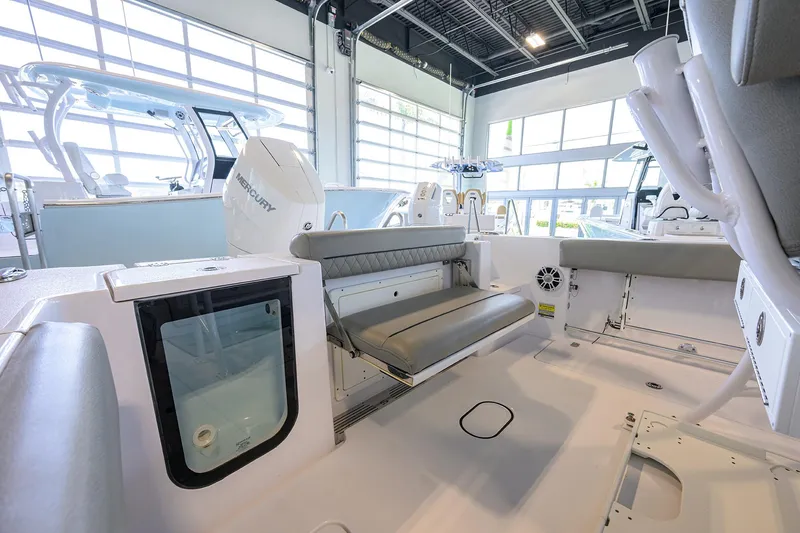 Slide: The Image of 2024 Sportsman Open 252 Center Console interior with seating and modern design. - 17