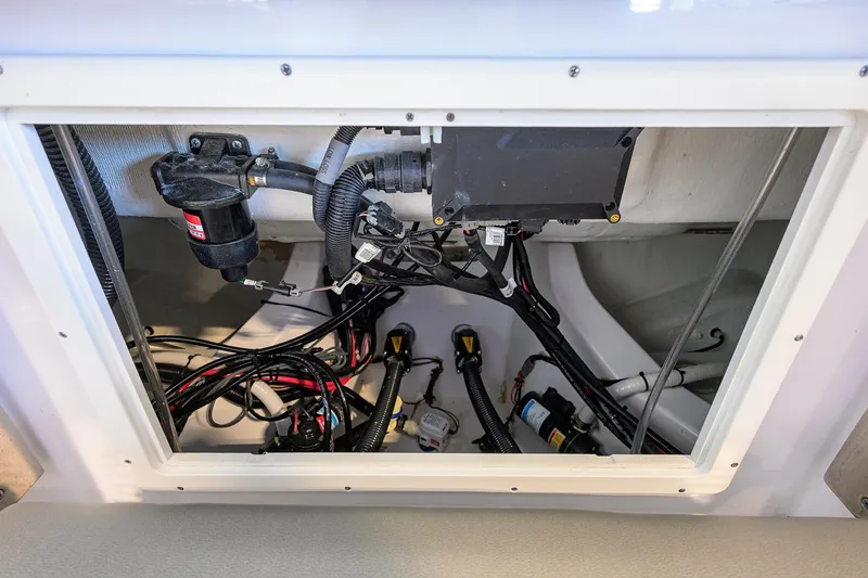 Slide: The Image of 2024 Sportsman Open 252 Center Console wiring and components view. - 20