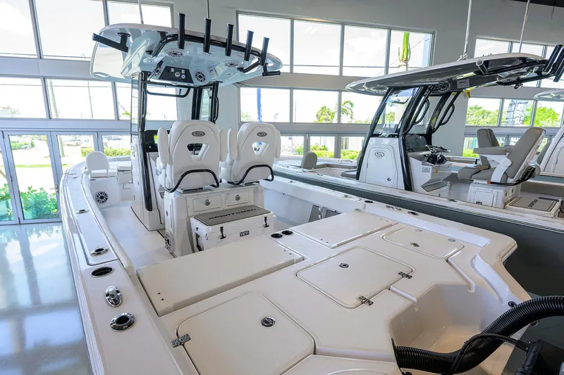 Slide: The Image of 2025 Sportsman Masters 267 Bay Boat interior with sleek design and modern features. - 19