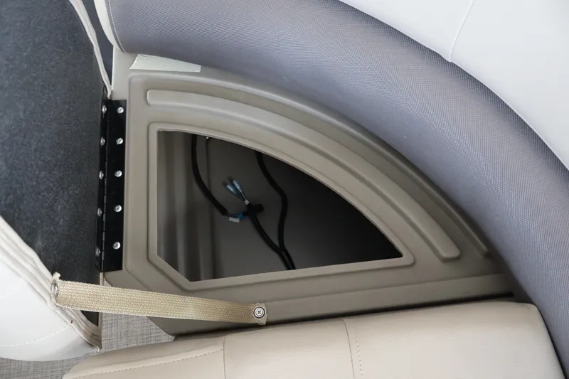 Slide: The Image of Storage compartment in 2025 Sun Tracker Party Barge 18 DLX pontoon boat. - 27