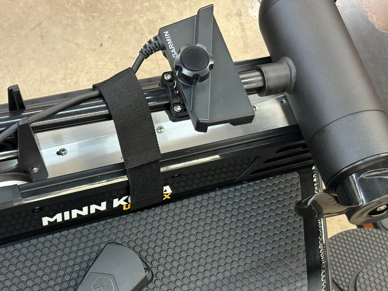 Slide: The Image of Minn Kota trolling motor with Garmin mount on Tracker Savage 215, 2025 model. - 4
