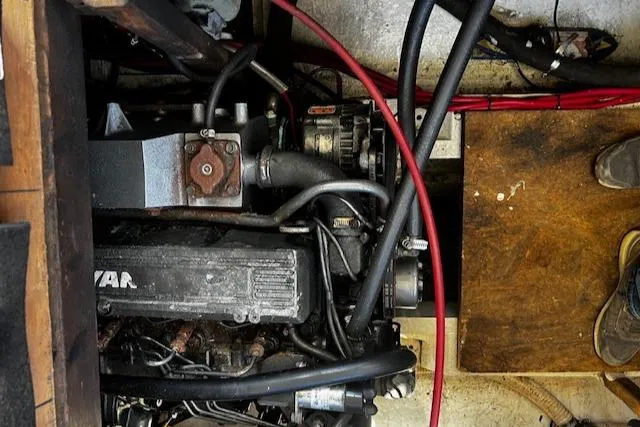 Slide: The Image of Engine compartment of a 1978 Bruno & Stillman Custom Cruiser/Sportfisherman boat. - 29