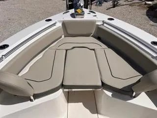 Slide: The Image of 2025 Key West 239 FS boat interior with beige cushioned seating. - 40