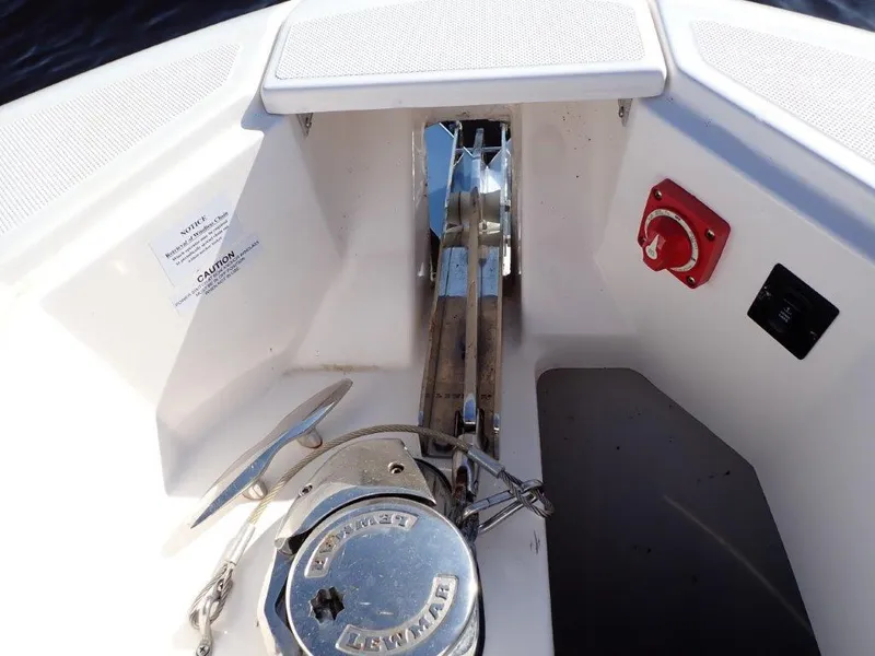 Slide: The Image of 2023 Regal LX36 boat anchor system with Lewmar windlass and control panel. - 37