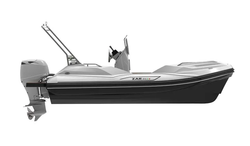 Slide: The Image of 2025 Zar Formenti 49 SL boat, sleek design, side view, modern outboard motor. - 13
