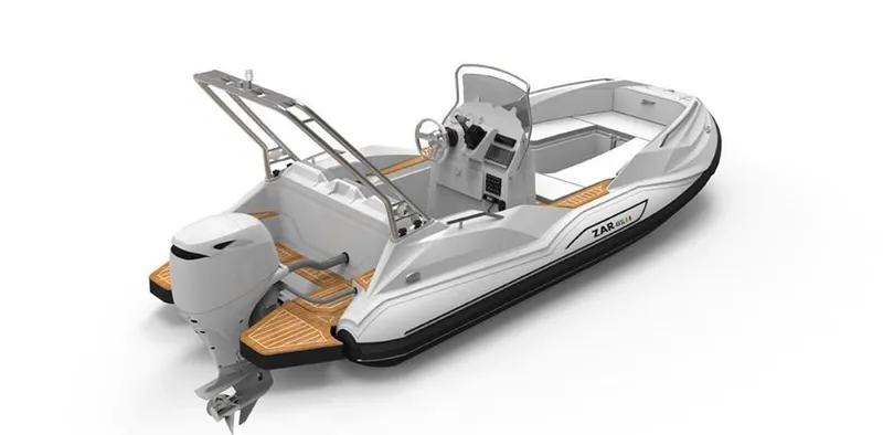 Slide: The Image of 2025 Zar Formenti 49 SL boat with sleek design and modern outboard motor. - 15