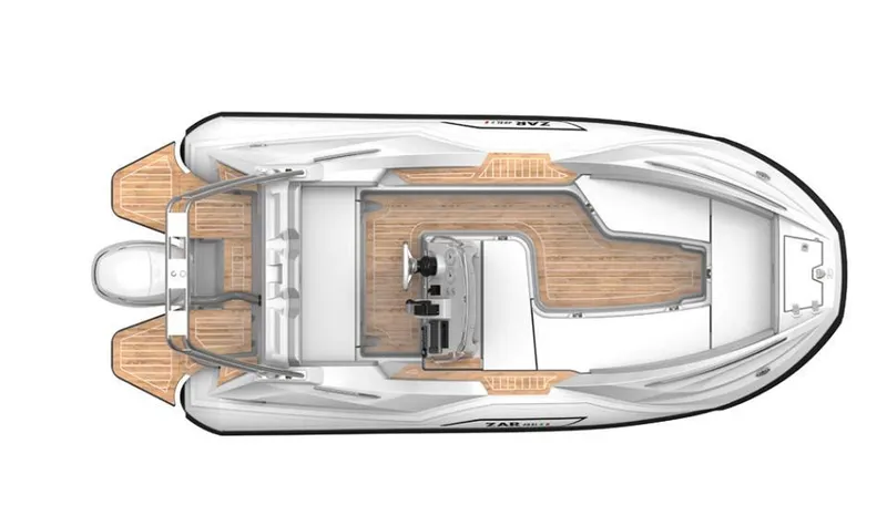 Slide: The Image of Top view of 2025 Zar Formenti 49 SL boat with sleek design and wooden deck. - 8