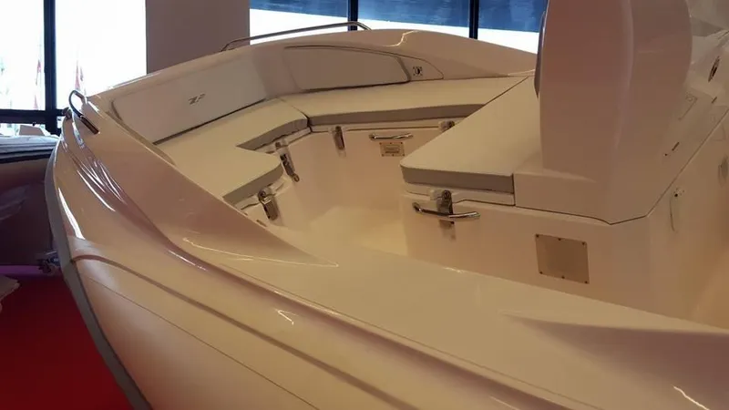 Slide: The Image of 2025 Zar Formenti 59 SL/Limited boat interior with sleek seating and modern design. - 10