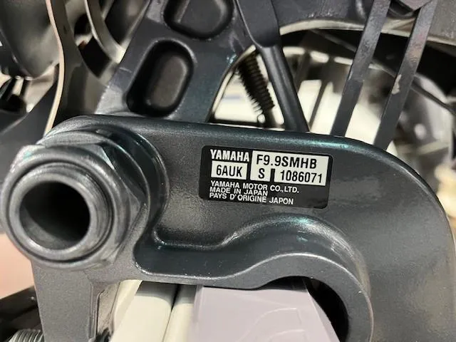 Slide: The Image of Yamaha F9.9SMHB engine label on 2019 Tidewater 180CC Adventure boat. - 22