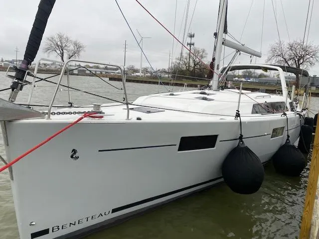 Slide: The Image of 2017 Beneteau Oceanis 41.1 sailboat docked, featuring sleek design and modern amenities. - 5