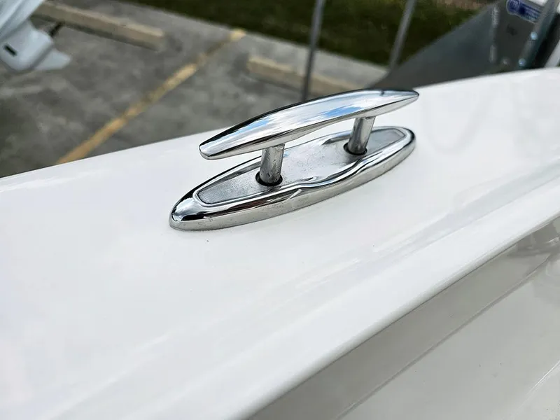 Slide: The Image of Stainless steel cleat on 2025 Pioneer 202 Sportfish boat deck. - 22