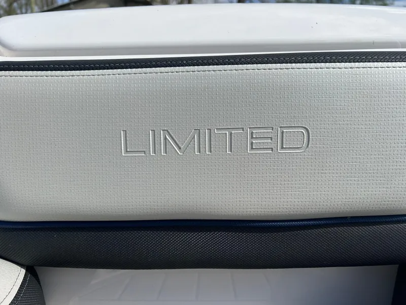 Slide: The Image of Yamaha Boats 2020 242 Limited S interior detail with 'Limited' embossed on upholstery. - 14